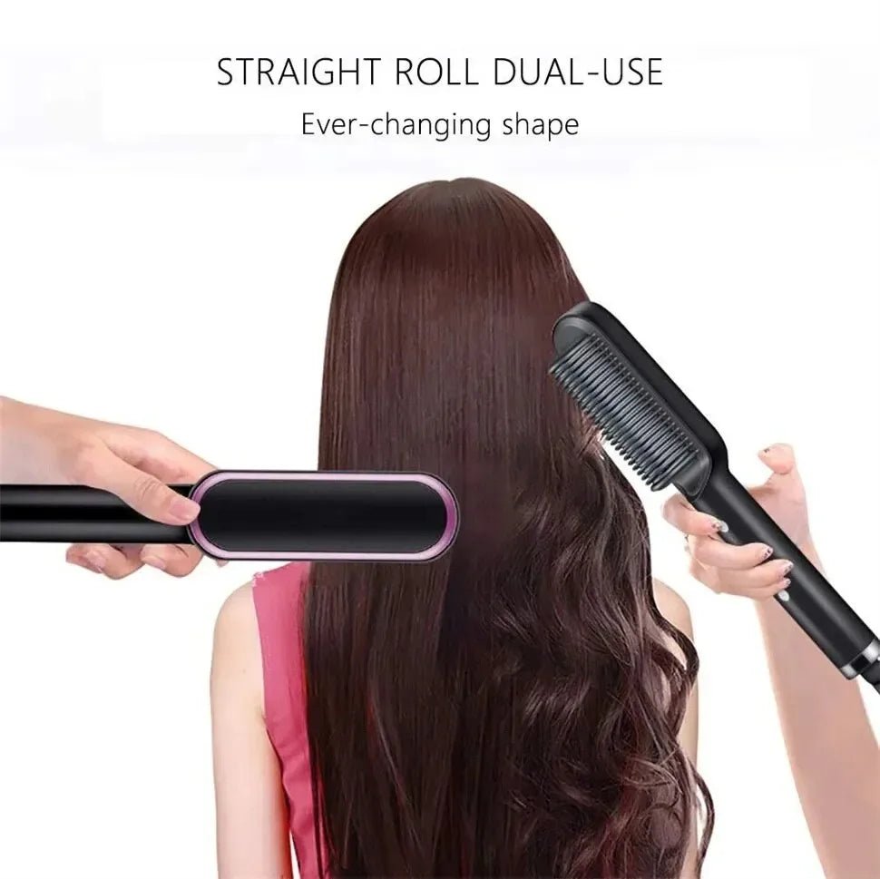 Premium 3 - in - 1 Hair Straightener with Quick Heat & Negative Ions Comb - IkChic