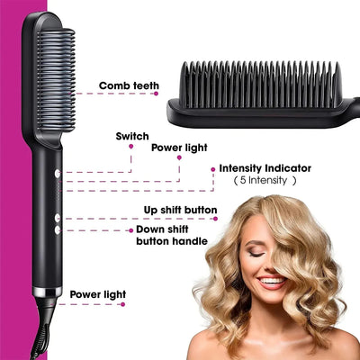 Premium 3 - in - 1 Hair Straightener with Quick Heat & Negative Ions Comb - IkChic